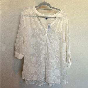 Elegant White Floral Blouse